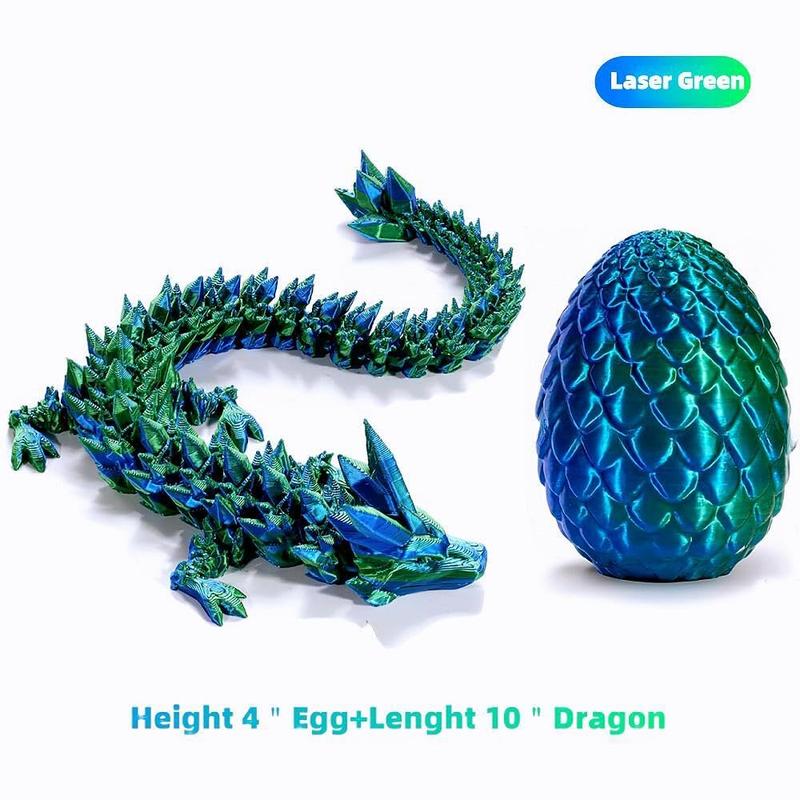 3D Dragon Egg ,Printed 12inch Crystal Dragon with Egg ,Dinosaur Christmas Fidget Toy Gifts for Adults, Easter Eggs Basket Stuffers