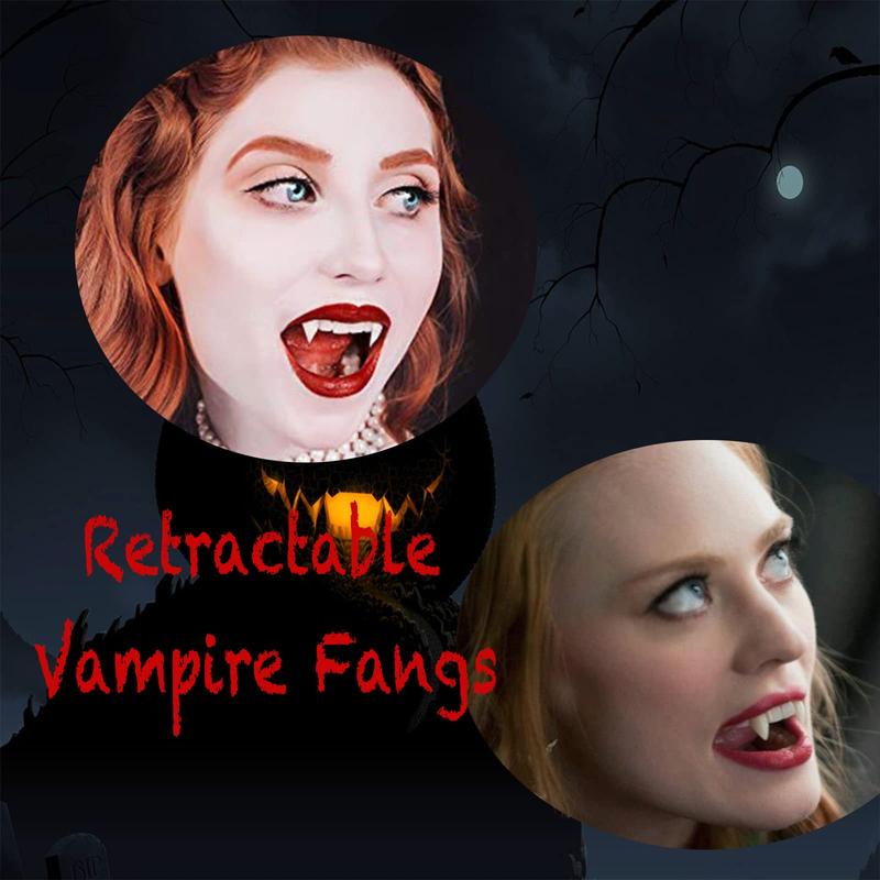 Retractable Vampire Fangs, 1 Count 5 Counts Horrifying Vampire Fangs Teeth, Fake Teeth Cosplay, Reusable Creepy Fake Braces for Costume Party