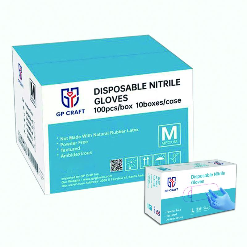 GP Craft Blue Nitrile standard disposable gloves, 4mil , powder - and latex-free good elasticity, wear resistant, clean and waterproof