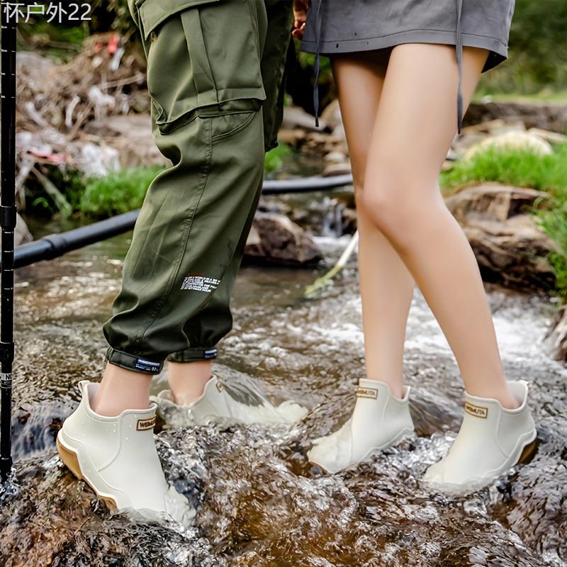 Trendy Outdoor Kitchen Non-slip Rain Boots - Outdoor enthusiasts, fishermen, motorcyclists, and people who work in wet conditions - PVC, Solid color, Round toe, No Printing, Fabric, EVA - Suitable for Fishing, Hiking, Camping Shoe