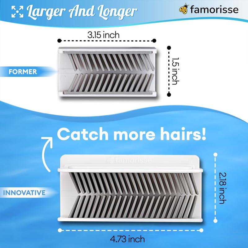 Large Shower Wall Hair Catcher, White Drain Hair Catcher with Silicone Bristle, Hair Trapper, Shower Drain Collector, Hair Grabber, Hair Tub Porcupine, Hair Drain Catcher, Bathtub Protector FAMORISSE famorisse