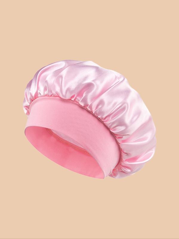 Solid Color Satin Sleeping Hair Bonnet, Reusable Hair Bonnet with Wide Band, Hair Bonnet for Women & Girls, Sleeping Bonnet for Protecting Hair