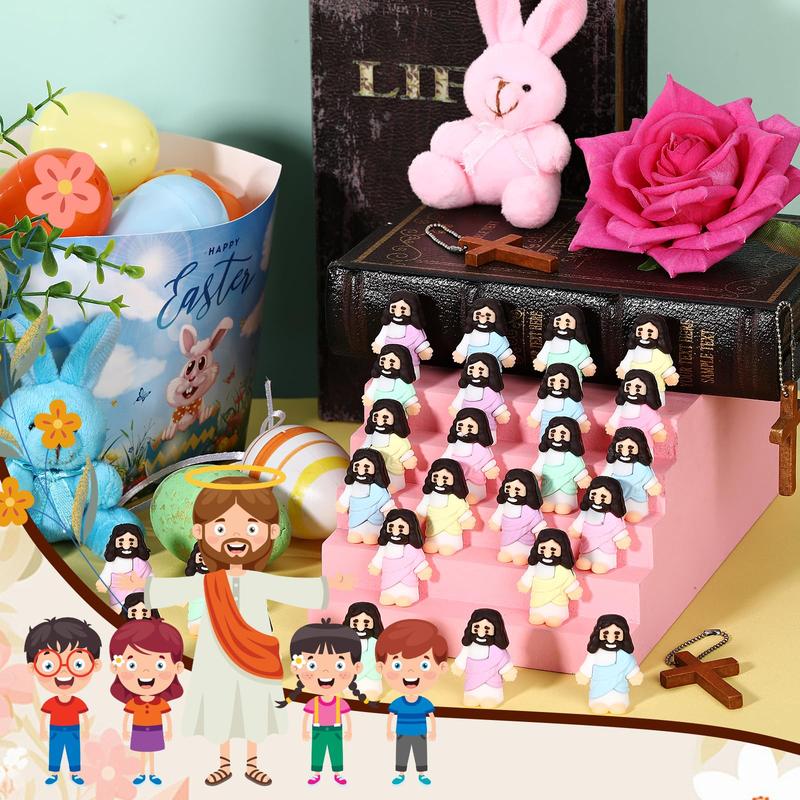 Mini Jesus Statue 25 Pcs  Mini Jesus Figures Cute Jesus Ornament Creative Religious Party Gift for Family Friend Religious Christmas Christian Baptism Gifts