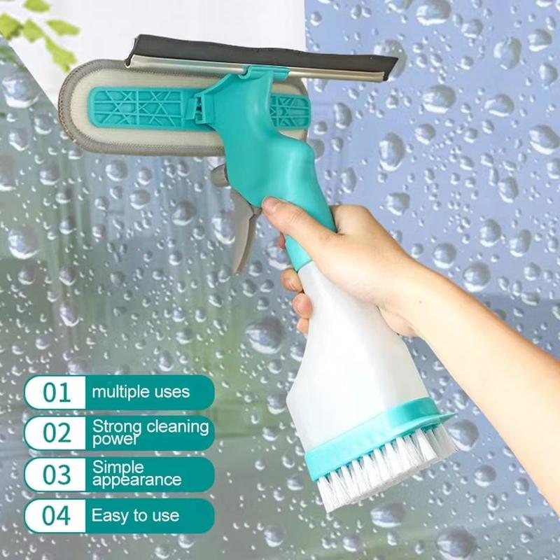 Double Sided Window Cleaning Brush with Spray Bottle, 1 Set Window Wiper Cleaning Scraper, Cleaning Supplies, Household Cleaning Tool for Window Glass, 2024 Home Bundles