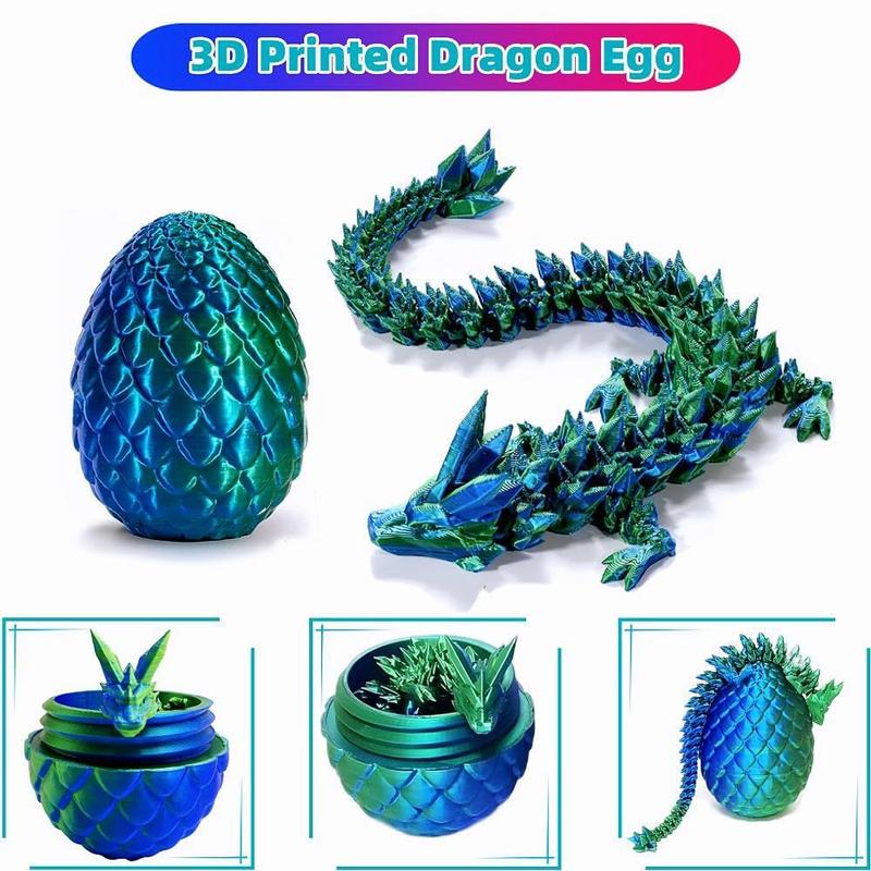 3D Dragon Egg ,Printed 12inch Crystal Dragon with Egg ,Dinosaur Christmas Fidget Toy Gifts for Adults, Easter Eggs Basket Stuffers