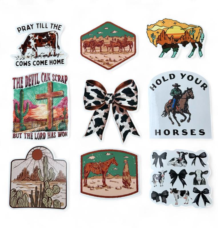 Western Design Stickers- Pack of 9 PCS Decor Decorative