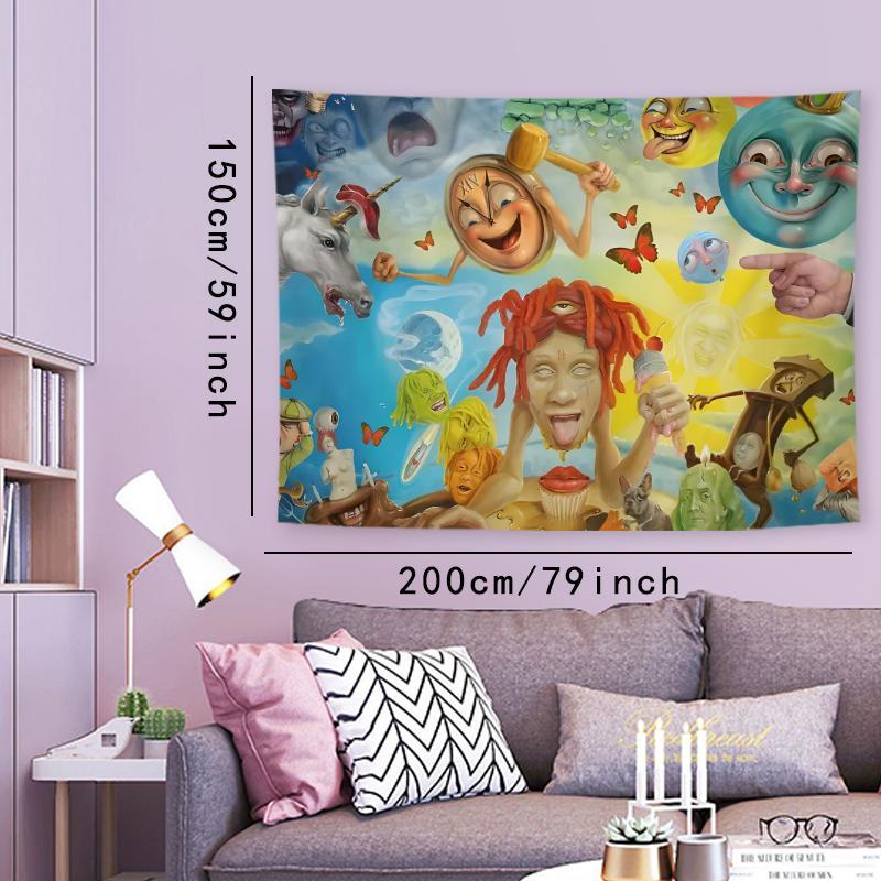 Psychedelic Art Tapestry, 1 Count Aesthetic Wall Hanging Decor, Polyester Tapestry for Bedroom Home Study Room Office Decor