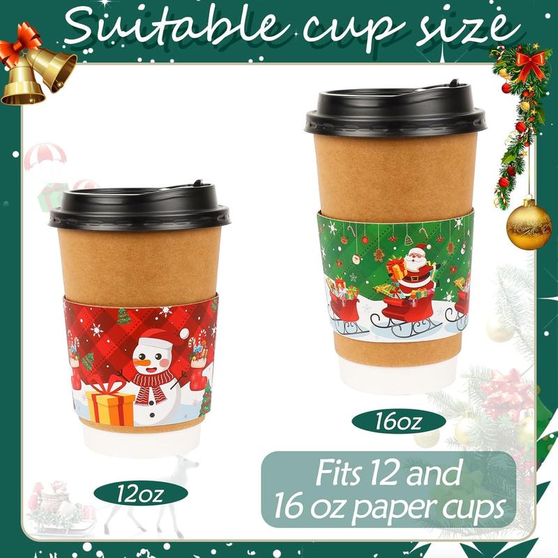 54 count Christmas Coffee Cup Sleeves, Funny Disposable Cup Paper Jacket Coffee Cup Sleeves for 12oz and 16oz Cups Christmas Party Supplies Hot Drinks Chocolate  Cold Beverage8 Designs