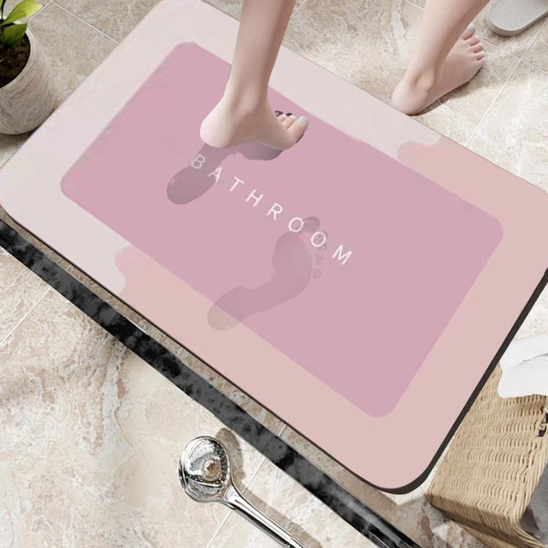 Letter Pattern Bathroom Mat, 1 Count Non-slip Comfortable Decorative Bath Mat, Rectangle Floor Mat for Home Bathroom