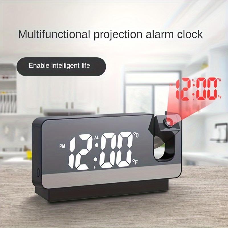 1pc Projection Alarm Clock, Digital Wall Clock, Bedroom Digital Clock for Heavy Sleepers, 180° Projector Dimmer USB Plug Bedroom Ceiling Projection Clock