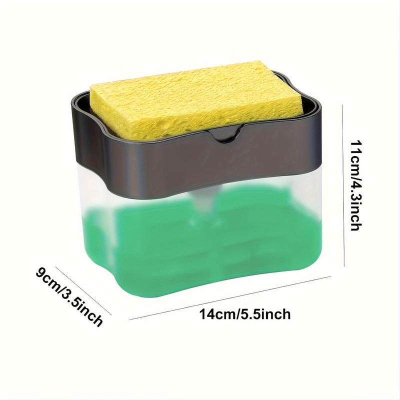 Press Type Detergent Box, Kitchen Soap Container with Cleaning Sponge for    Dishwashing Liquid, Soap Dispenser for Kitchen Bathroom