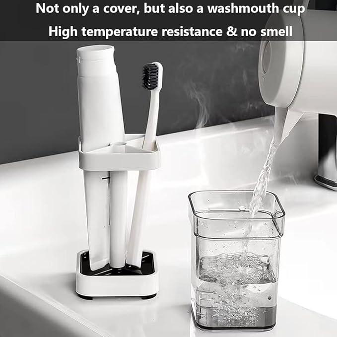 1 Pack Toothbrush Holder Stand with Cover Cup, 3 Slots Toothbrush Holders for Bathrooms, Compatible with Toothpaste, Conventional Toothbrushes Storage, Razor Comb Multifunctional Storage