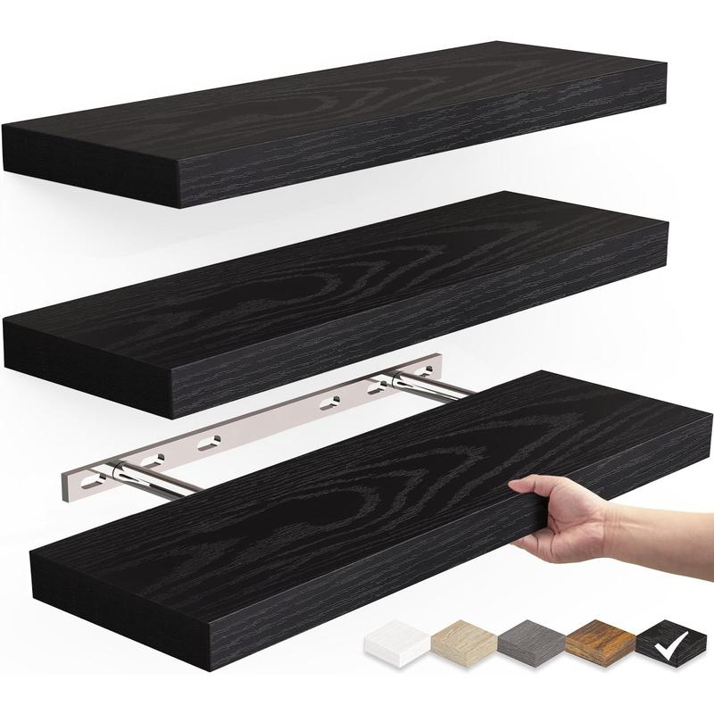 Wall floating shelves, wall mounted wooden shelves,   storage racks   room decoration,