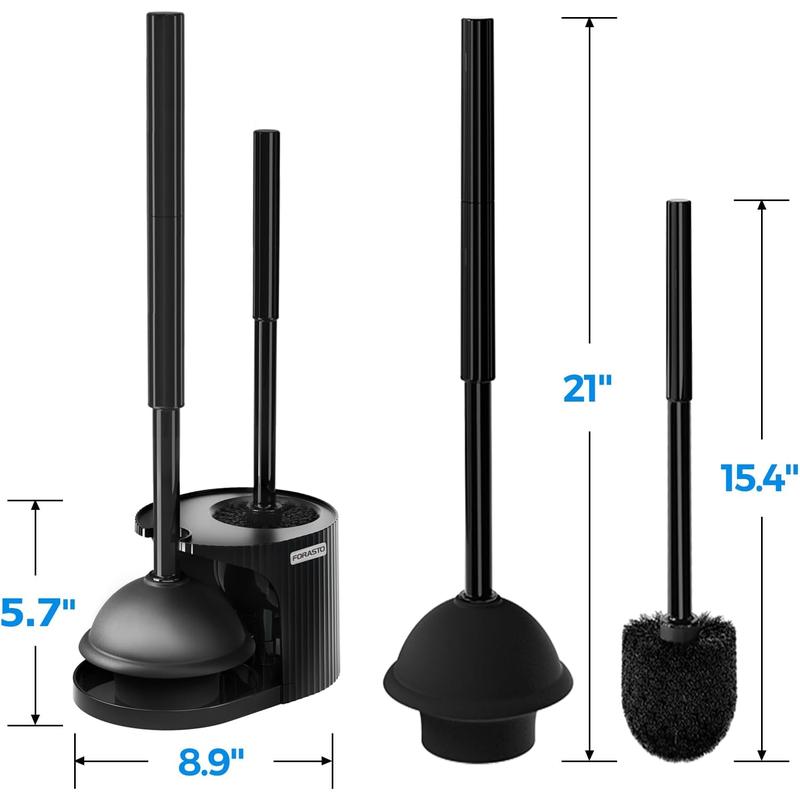 2 in 1 Toilet Plunger and Brush Set，Extended Handle Plunger，Toilet Bowl Brush Plunger Set,Bathroom Cleaning Tools ，Toilet Brush Plunger Combo，Cleaning Brush，Bathroom Cleaning Supplies FORASTO