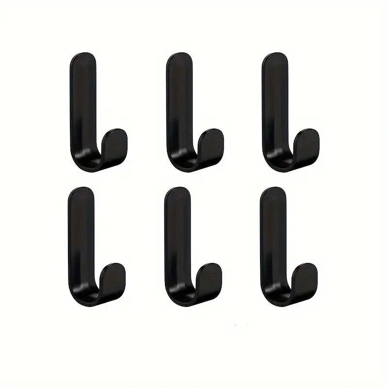 Self-adhesive  J Hooks, 6 Counts Waterproof Adhesive Hanging Hook, Wall Mounted Hook for Home Bathroom Kitchen Office Dormitory