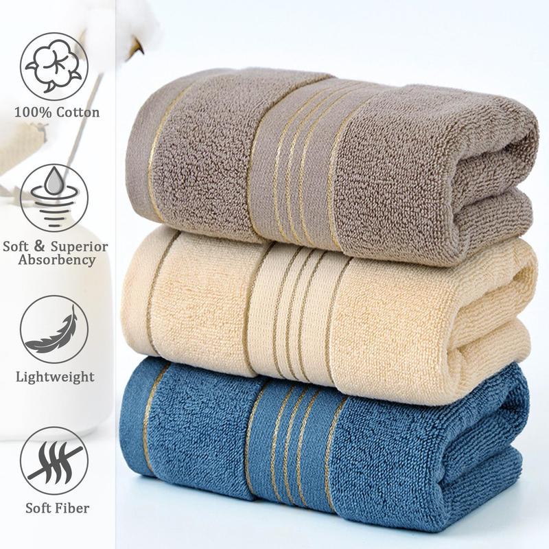 100% Cotton Oblong Bath Towel - Super Absorbent, Quick Dry, Modern Striped Design - Premium Softness, Multipurpose, Woven for Bathroom Luxury