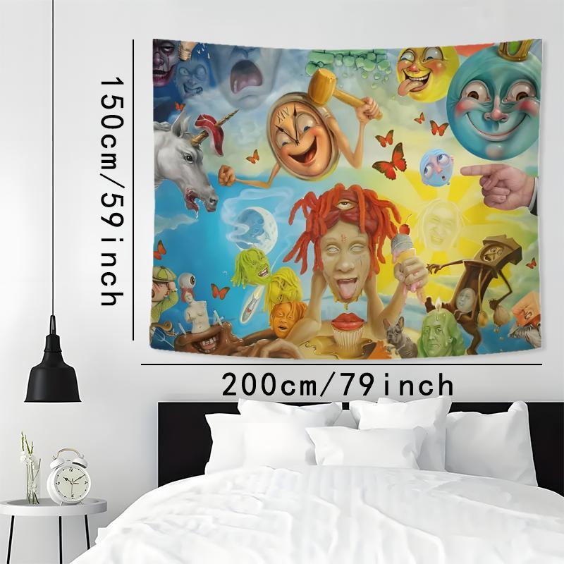 Psychedelic Art Tapestry, 1 Count Aesthetic Wall Hanging Decor, Polyester Tapestry for Bedroom Home Study Room Office Decor