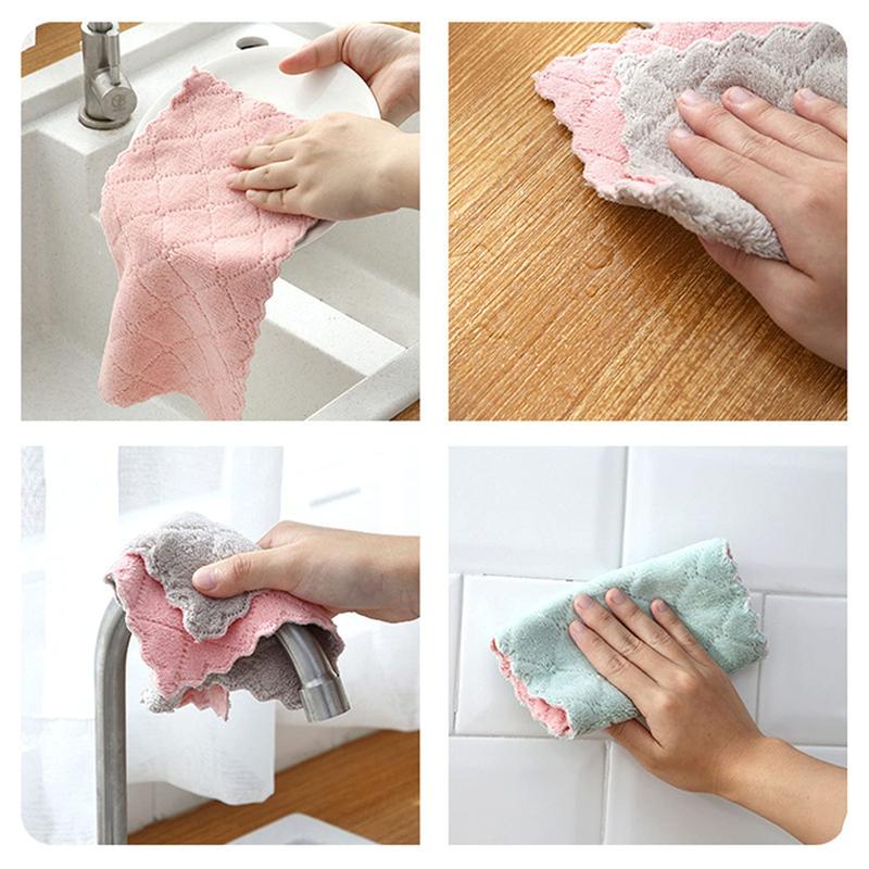 20 Pack Kitchen Towels Quick Dry Washcloths, Coral Velvet Dishtowels Multipurpose Reusable Cloths, Soft Tea Absorbent Cleaning Cloths Double-Sided Microfiber Lint Free Rags.