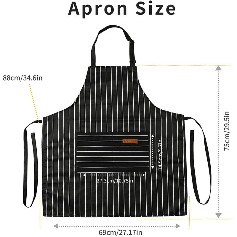 Kitchen Cooking Aprons for Women and Men Adjustable Chef Apron with Pockets 2 PCs