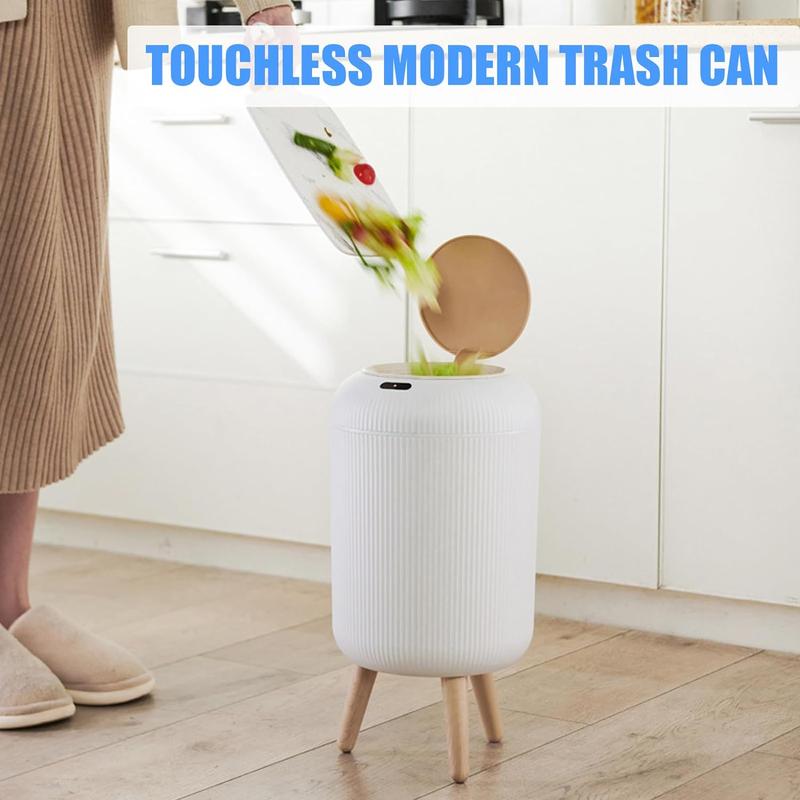 Automatic Motion Sensor Bathroom Trash Can with Lid, 3 Gallon   11 L Touchless Trash Bin,  Plastic Garbage Can, Intelligent Trash Can for Bedroom, Bathroom, Kitchen, Office, White