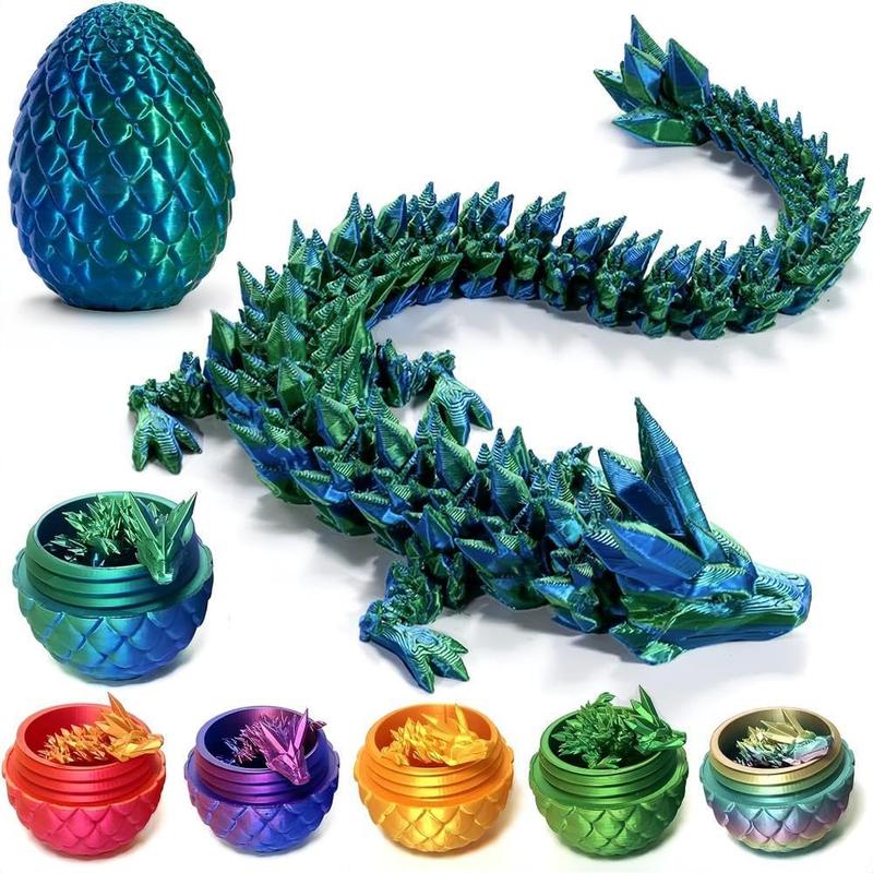 3D Dragon Egg ,Printed 12inch Crystal Dragon with Egg ,Dinosaur Christmas Fidget Toy Gifts for Adults, Easter Eggs Basket Stuffers