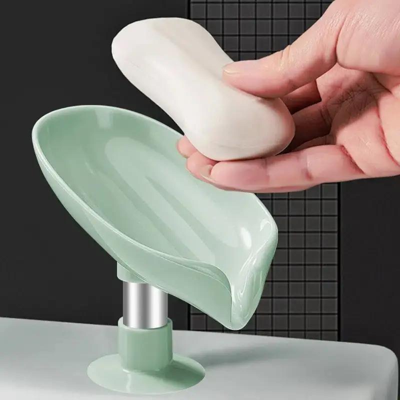 Leaf Shaped Soap Dish, 1 Count Drain Soap Holder, Soap Storage Box for Bathroom Kitchen