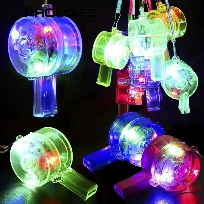 Random Color Light Up Whistle, 10pcs set Glow in The Dark Mini Whistle, Party Decoration Supplies for Birthday Wedding Festival