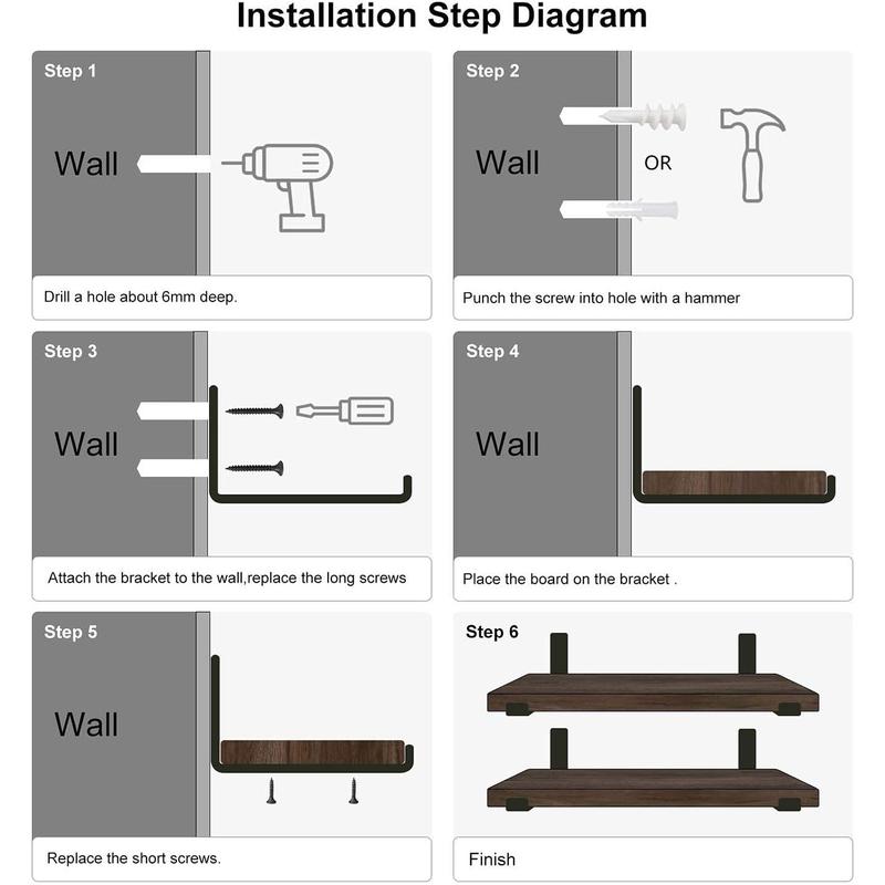 Rustic Wood Floating Shelves Wall Mounted Shelving Set of 2 Decorative Wall Storage Shelves with Lip Brackets for Bedroom, Living Room, Bathroom, Kitchen, Hallway, Office