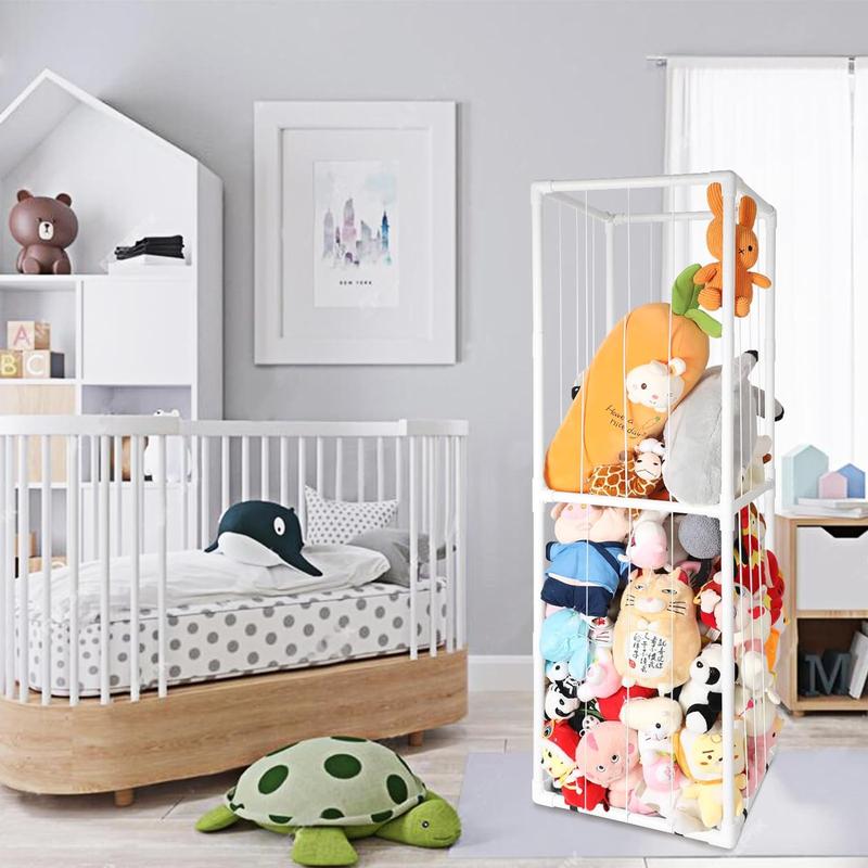 Extra large Stuffed Animal Storage for Corner Organizer,Premium ABS Material with Elastic Band Hold Up to 150 Plush Toys,Stuffed Zoo Animal Holder and Collection for Playroom-Birthday Gift for Nursery