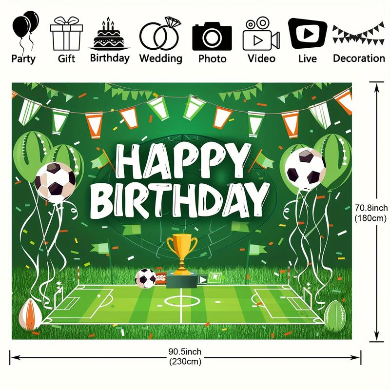 Black Friday Deals-Football Themed Birthday Party Background Cloth - Durable Polyester Fiber Football Field Photo Background for Indoor Outdoor Decorations and Cake Tables, 39X59 Inches or 70.8X90.5 Inches Banners Ornaments