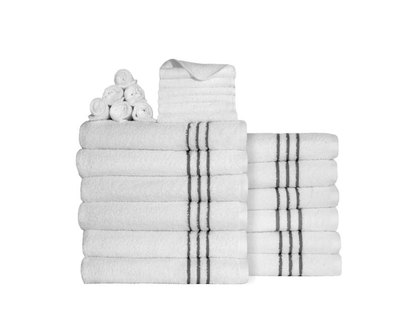 Soft & Plush Touch 24 Piece Cotton-Recycled Polyester Bath Towel Set, White - Perfect for Your Home