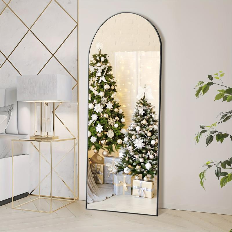 Full Length Arched Mirror with Aluminum Alloy Thin Frame, Stand for Floor Standing, Hanging or Leaning on Wall