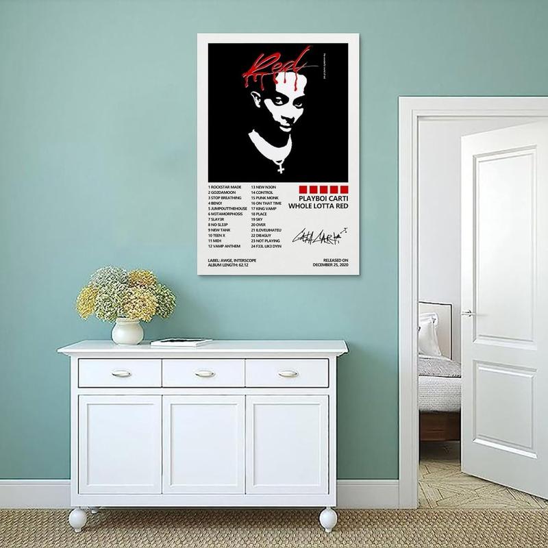 Playboi Carti Poster Whole Lotta Red Album Cover Posters for Room Aesthetic Posters Decorative Painting Canvas Wall Art