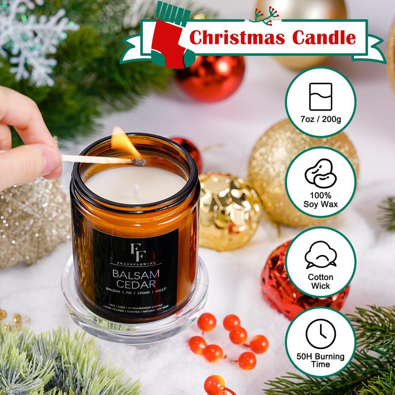 4 Pack Christmas Candles Set, Christmas Scented Candles for Home, 4 Pack Holiday Candles Natural Soy Candles, Christmas Gifts for Women Men, Winter Fragrance of Balsam Cedar Cookies Apple Cider Cinnamon