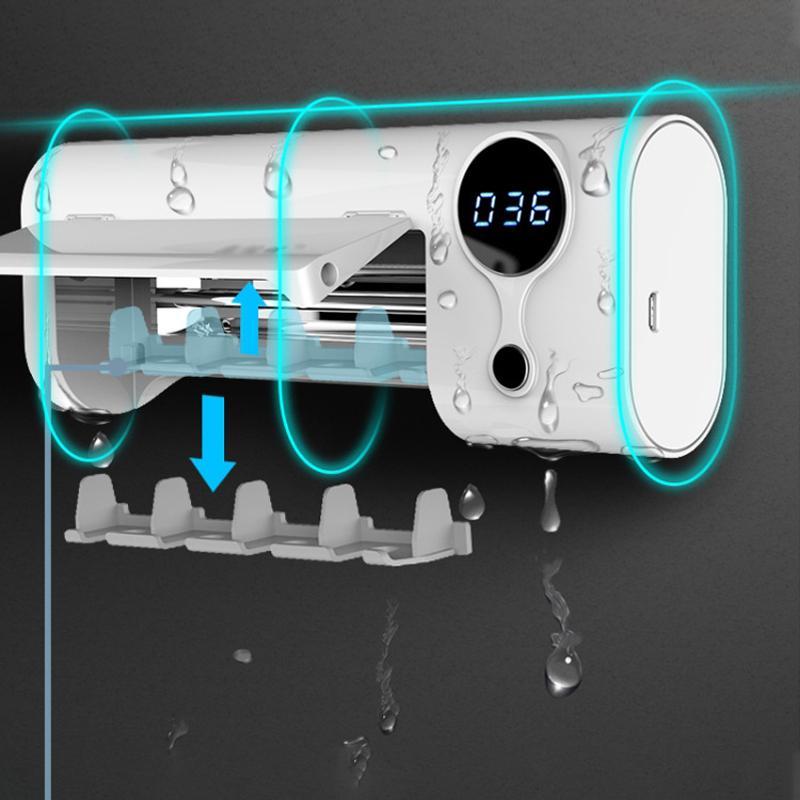 4 Slot Ultraviolet Toothbrush Sterilizer, Rechargeable Wall Mounted Toothbrush Sterilizer, Toothbrush Holder For Bathroom