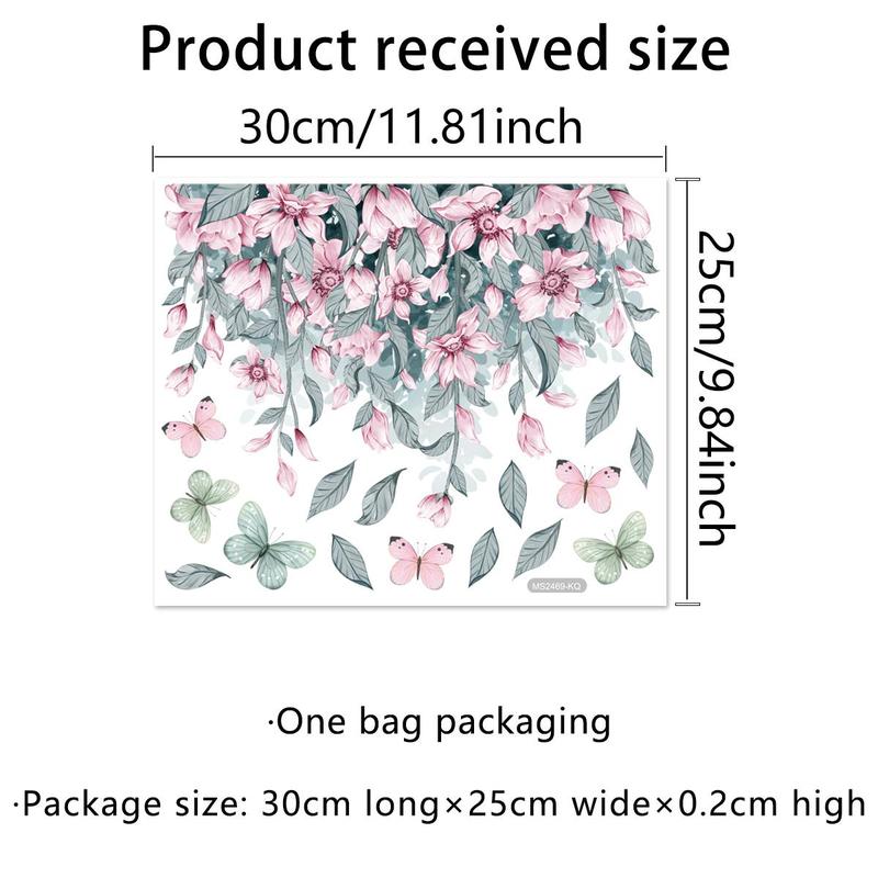 Floral & Butterfly Pattern Toilet Lid Sticker, 4 Counts Self Adhesive Toilet Lid Decal, Bathroom Decor, Home Decor