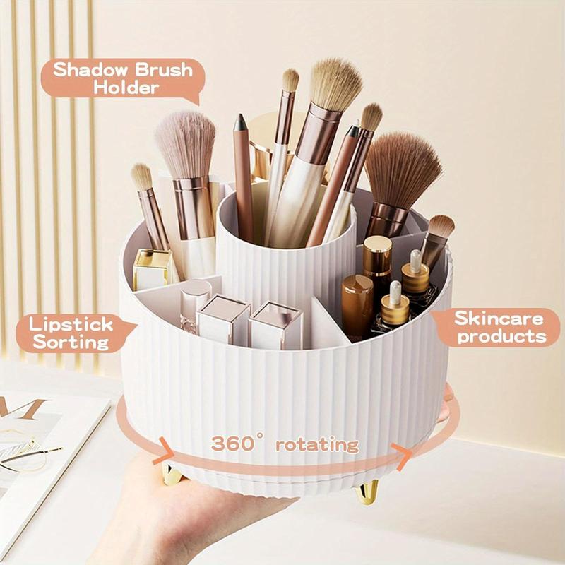 360° Rotating Cosmetic Brush Storage Box, 1 Count Multi-grid Countertop Makeup Storage Box, Desktop Organization for Home Office School,  Vanity Makeup Organizer Bedroom Decor