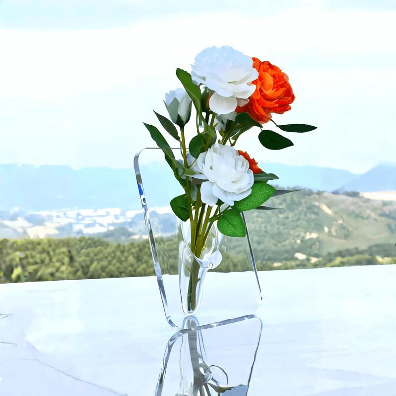 Frame Flower Vase, 1 Count Clear Acrylic Flower Vase Rectangular, Acrylic Frame Vase, Art Deco Vase, Decoration of Consoles and Various Desktops, House Warming Gifts