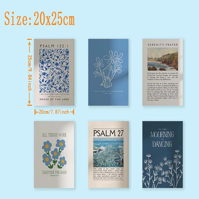 Vintage Christian Bible Verse Pattern Unframed Painting, 6 Counts set Wall Art Poster, Wall Art Decor for Home, Living Room, Bedroom, Study Room