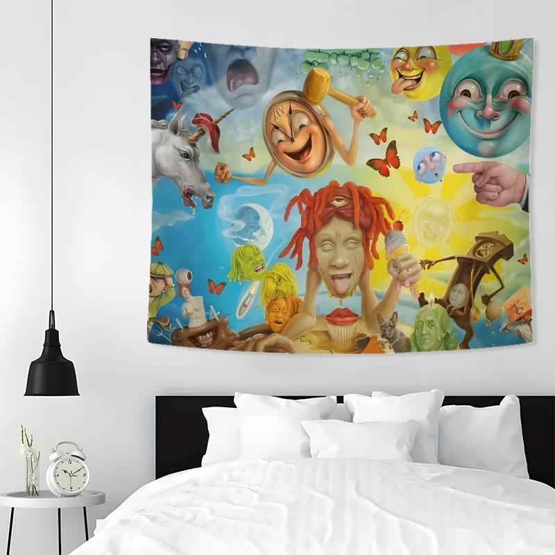 Psychedelic Art Tapestry, 1 Count Aesthetic Wall Hanging Decor, Polyester Tapestry for Bedroom Home Study Room Office Decor