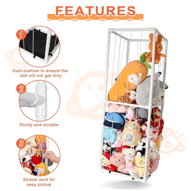 Extra large Stuffed Animal Storage for Corner Organizer,Premium ABS Material with Elastic Band Hold Up to 150 Plush Toys,Stuffed Zoo Animal Holder and Collection for Playroom-Birthday Gift for Nursery