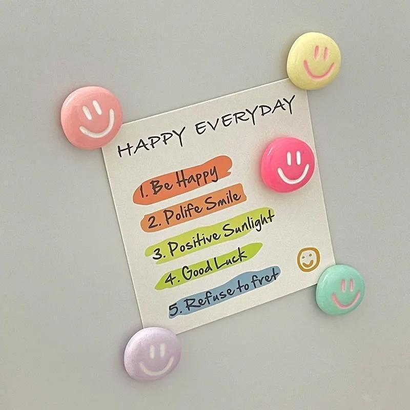 Smile Face Design Fridge Magnet, 10pcs set Cute Magnetic Fridge Sticker, Multifunctional Decorative Sticker for Home Kitchen Office