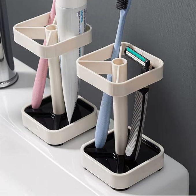 1 Pack Toothbrush Holder Stand with Cover Cup, 3 Slots Toothbrush Holders for Bathrooms, Compatible with Toothpaste, Conventional Toothbrushes Storage, Razor Comb Multifunctional Storage