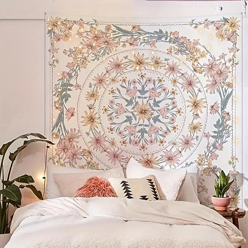 Flower Pattern Tapestry for Room Decor, Boho Style Wall Hanging Tapestry, Wall Art Decor for Home Living Room Bedroom, Home Decor, Back to School Essentials