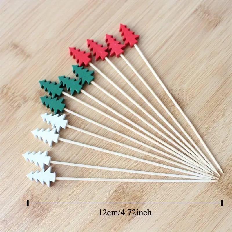 Multicolor Christmas Tree Design Toothpick, 50pcs Colorful Pine Tree Skewer, Disposable Fruit Skewer for Holiday Decorations & Appetizers