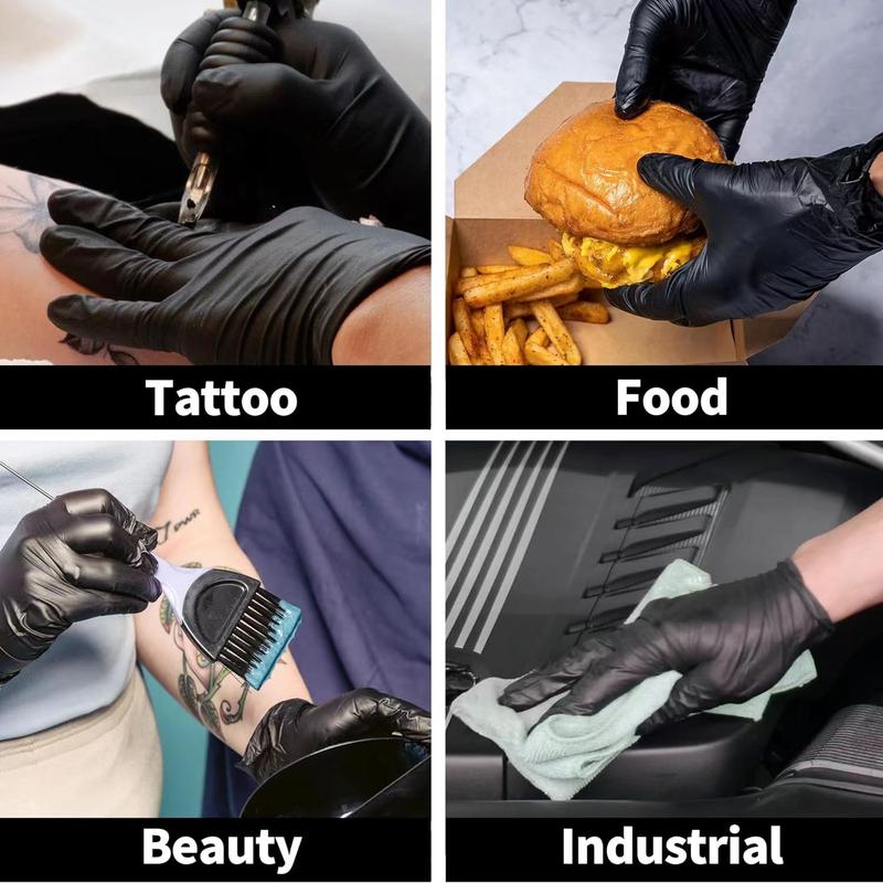 Synmax Black Vinyl Disposable gloves - Latex-Free & Powder-Free Cleaning Food Gloves Hand Household Smooth Box