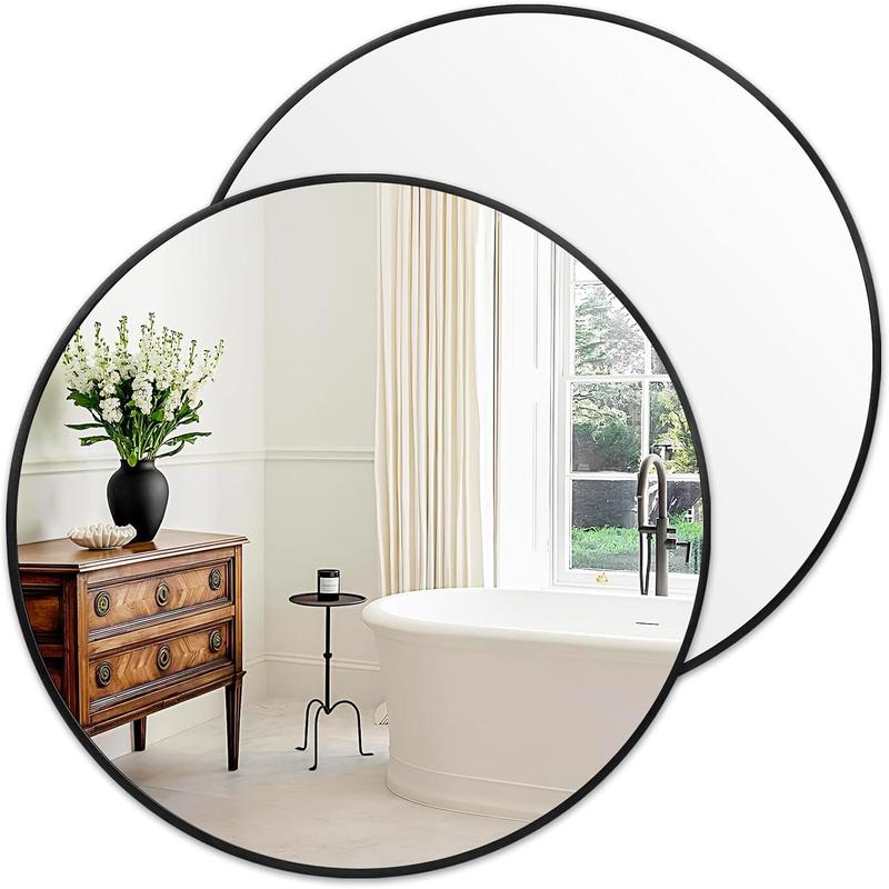 Black Circle Mirror for Wall 20 inch - Round Mirror for Bathroom, Entryway, Living Room, Hallway, Bedroom Decor, Small Matte Frame Mirror