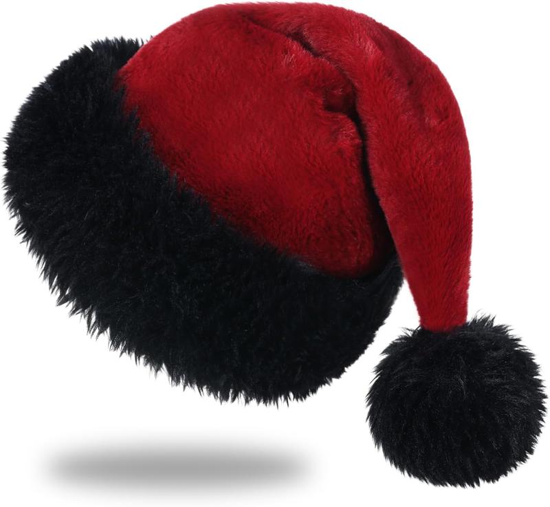 Christmas Hat Personalized,Super Soft Plush Santa Hat,Xmas Holiday Hat for Adults for Xmas New Year Party Headwear