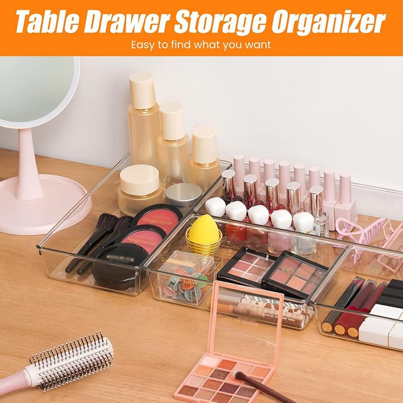 Clear Drawer Organizer, Multi-size Multi-functional Stackable Bedroom Dressing Table Storage Box for Cosmetic Stationery, Desk Accessories, Kitchen and Office Storage Box, Room Decor, Home Decor