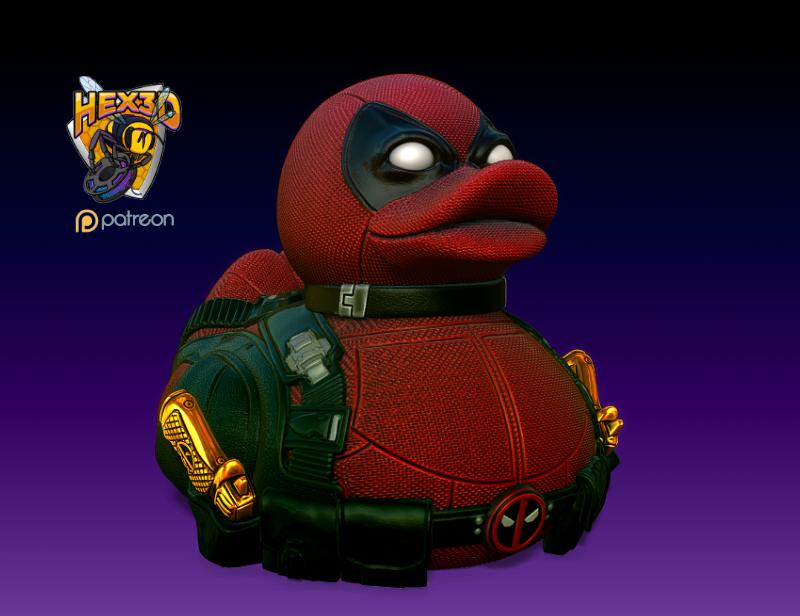 3D Printed Deadpool Figurine for Duck Collectors and More - Quirky Home Decor by Hex3D Multicolor jeep duck